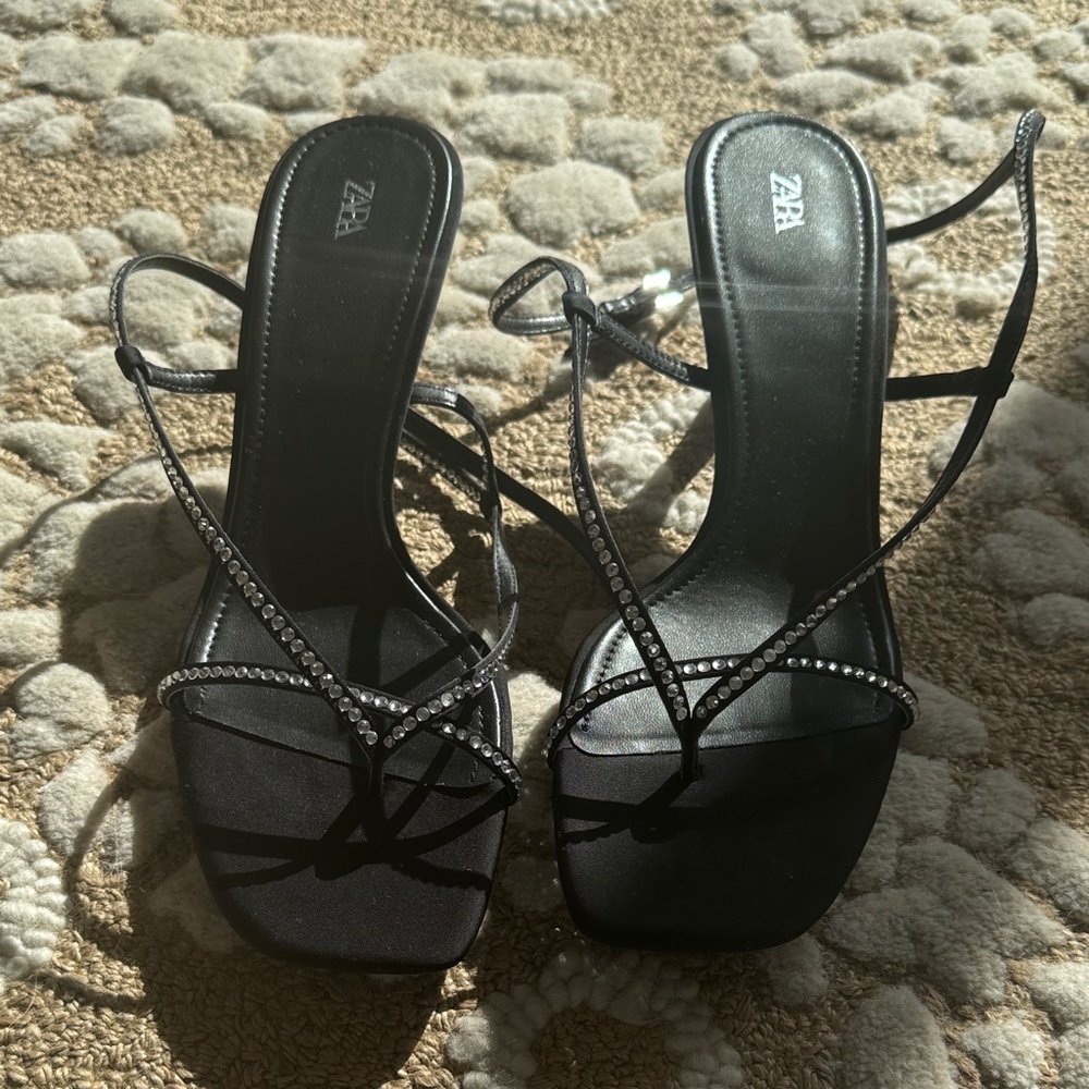Zara Black Rhinestone Heels NBW